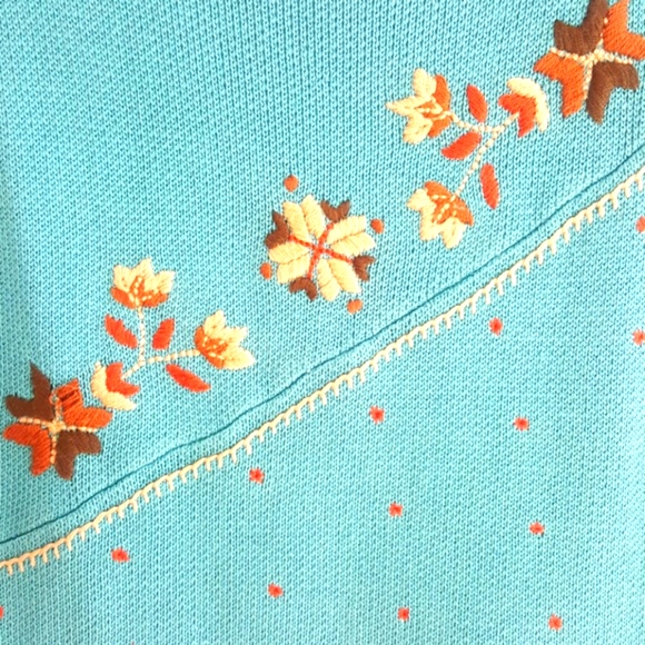 🌎NWOT IRKA Teal Mock Turtleneck Sweater - Picture 2 of 5